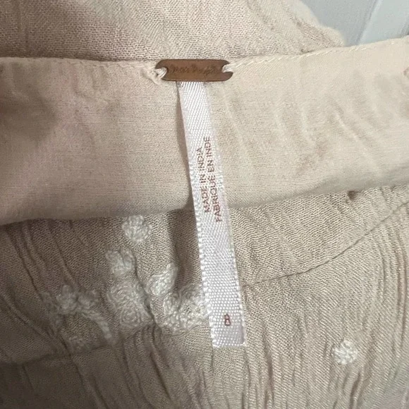 Free People Tan & Cream Almond Combo Jasmine Embroidered Boho Mini Dress 8 - Picture 5 of 11